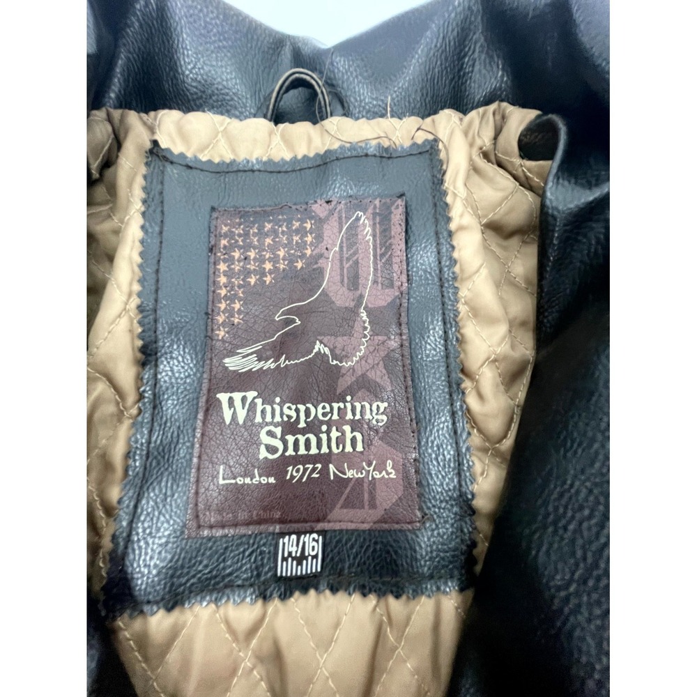 Vintage Whispering‎ Smith Leather Biker Jacket Mens 14/16 Black Quilted Lined - Picture 6 of 14